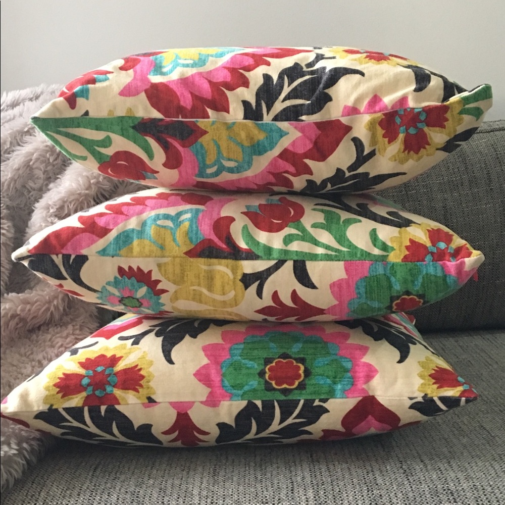 Floral Cotton Throw Pillow Cover